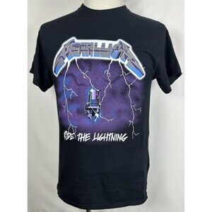 Metallica Ride The Lightning T Shirt Men's Medium Lightening Solid Graphic Black